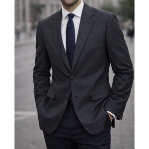 Hart Schaffner Marx Jacket Blazer Sport Coat 40L Blue GLen Check Plaid Wool USA